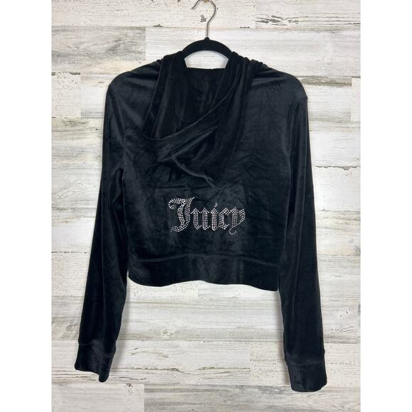 Juicy Couture Women's L Black bling Velour hoodie jumpsuit set jacket and pants - Picture 5 of 10
